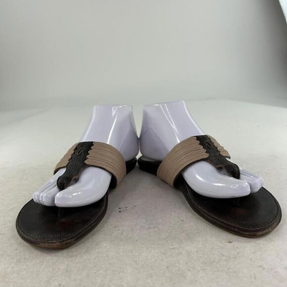 OluKai Mahina Leather Flip Flops US 7 Beige Thongs Sandals Tan Brown  Summer - Picture 4 of 11